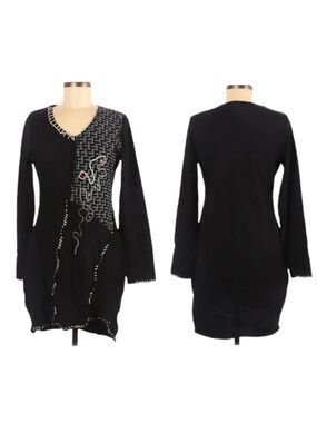 S&C Lagenlook Boho Stitched Beaded Patchwork Dress M